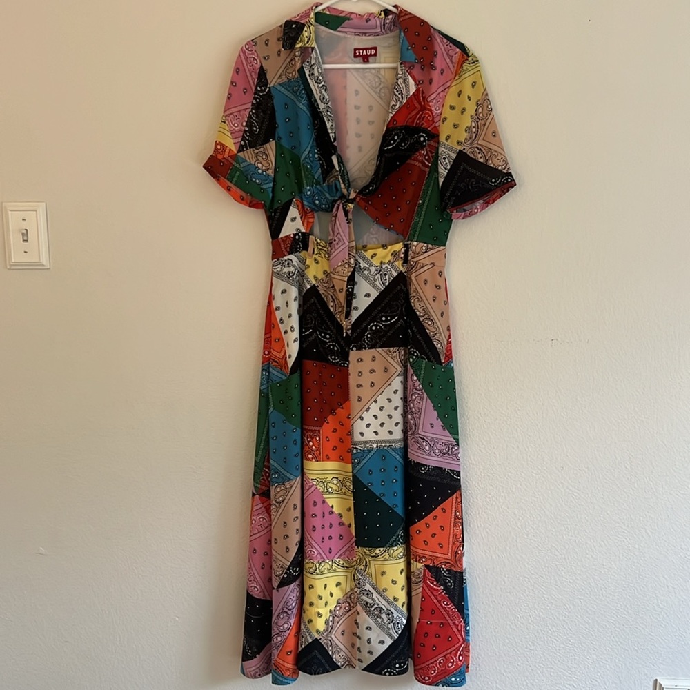 Staud Multicolor Patchwork Dress - image 8
